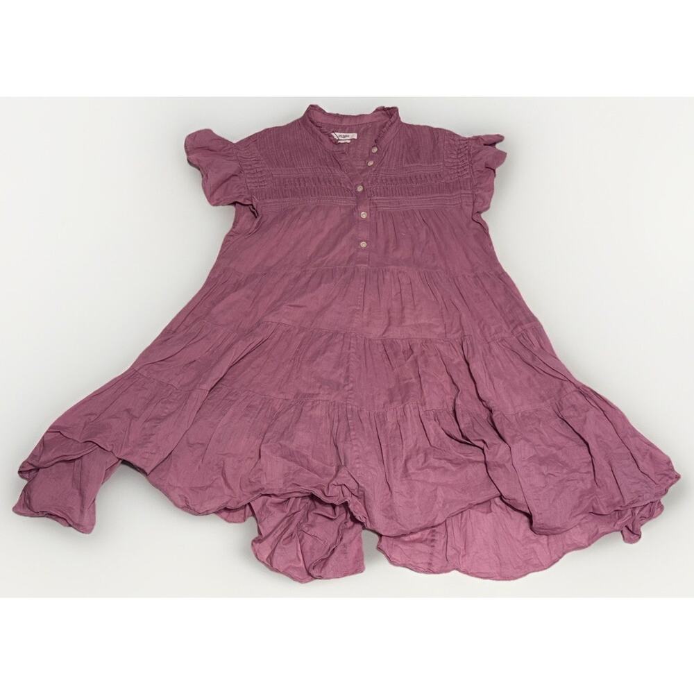 Isabel Marant Etoile Lanikaye Dress Mauve Sz 4 US Tiered Cotton Voile Mini Flare